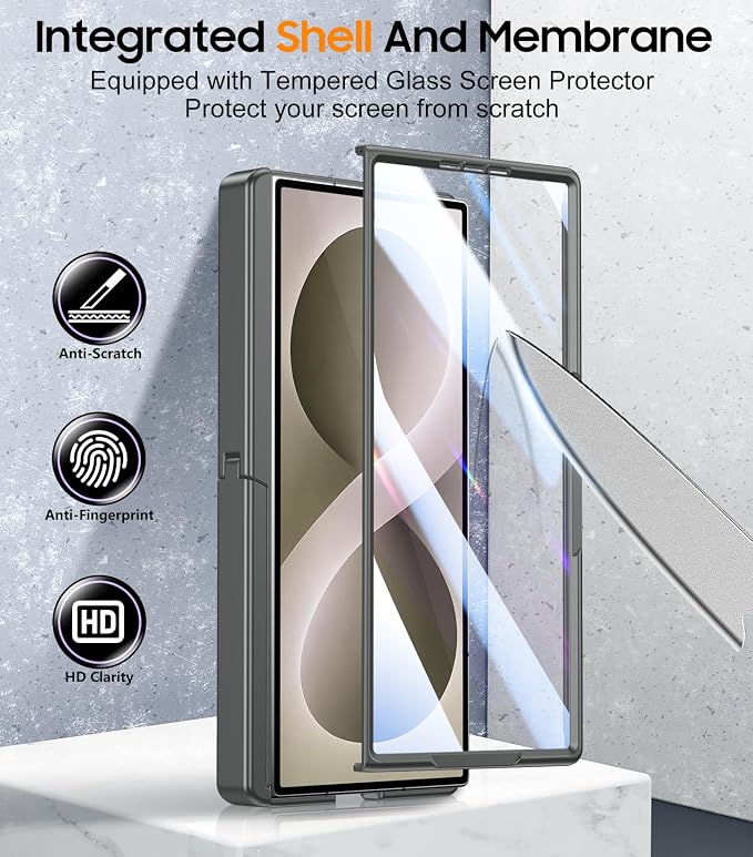 SPIDERCASE Magnetic for Samsung Galaxy Z Fold 8 Ultra Case,Built-in [Screen Protector] [Hinge Protection] [Kickstand] Full Body Protective Phone Case for Z Fold 8 Ultra - Gray