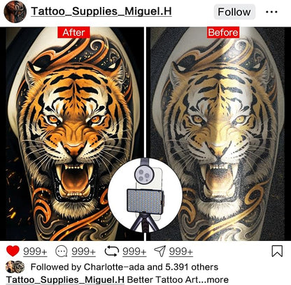 120 Led Tattoo Light Kit with 52mm Cpl,Tripod Light,Dual Clips,Tattoo Equipment and Supplies for Tiktok Taking Tattoo Photos and Remove Photo Glare,Selfie Light for Ipad,iPhone,PC