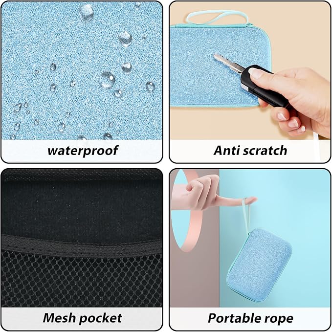 Glitter Electronic Organizer Set - Phone Charger Storage Cover, Cute Bling Case Bag With Cable Protector for iPhone, Soft Data Cord Saver, Cable Chomper (Blue)