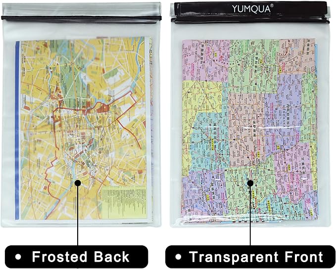 YUMQUA Waterproof Bags Large Size 3 Pack, Clear Watertight Pouch Holder for Document Map Camera Mobile Phone Car Key, fits Kayaking Boating Hiking Water Sports