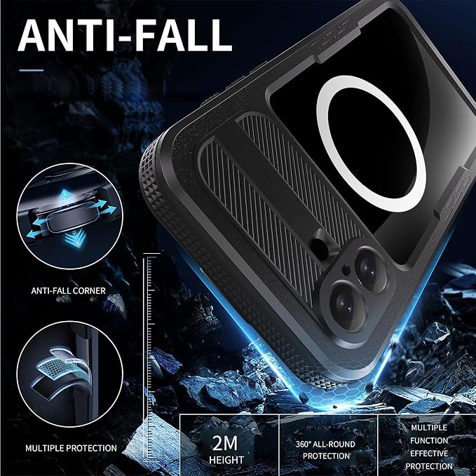 Guppy for iPhone 16 Plus Magnetic Waterproof Case, Built-in Screen Protector [IP68 Waterproof][14FT Military Drop Proof] 360° Full Body Protection Dustproof Shockproof Heavy Duty Rugged Case, Black