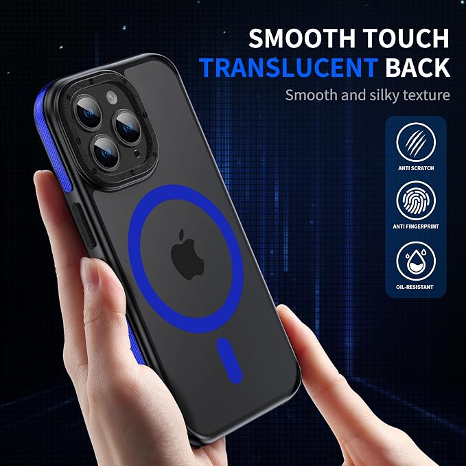 Strong Magnetic case for iPhone 14 Pro Max [10Ft Military-Grade Protection] Compatible with fit MagSafe Shockproof Slim Thin Cover 6.7 inch 14 Pro Max Phone case, Blue Bumper