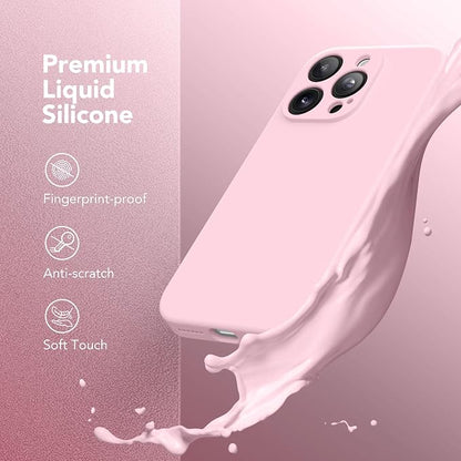 Magnetic for iPhone 16 Pro Case, Compatible with MagSafe, [Full Camera Protection][Screen Protector] Silicone Shockproof Protective Phone Case for iPhone 16 Pro 6.3", Chalk Pink