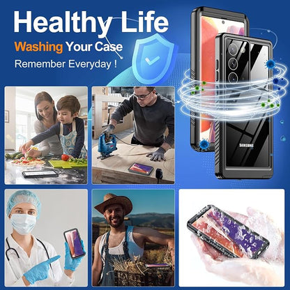 Hualele for Samsung Galaxy Note 20 Case Waterproof, Built in Lens & Screen Protector Rugged Full Body Heavy Duty Protective Military Grade IP68 Underwater Cover Case for Galaxy Note 20 Black