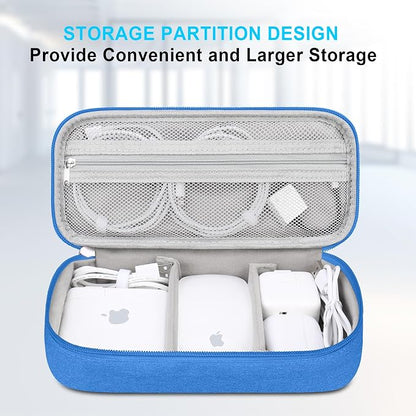 Lacdo Electronic Organizer Travel Cable Organizer Bag Pouch Tech Electronic Accessories Carry Case Portable Double Layers Charger Case for Cable, Cords, Charger, Earphone, Power Bank, Blue