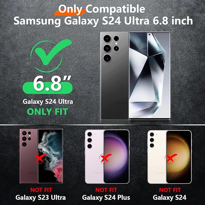 Battery Case for Galaxy S24 Ultra, Powerful 12000mAh Extended Portable Protective Charging Cover Backup Compatible with Galaxy S24 Ultra Wireless Charger Case with 1x Screen Protector & 1x Cable-Black
