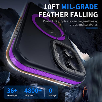 Strong Magnetic for iPhone 17 case [10Ft Military-Grade Protection] Compatible with fit MagSafe Shockproof Slim Thin Cover case for iPhone 17 6.3 inch, Purple Bumper