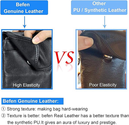 befen Genuine Leather Small Crossbody Bags for Women Cell Phone Bag Cross Body Purses,Silver Zipper