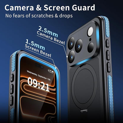 ANTSHARE Magnetic for iPhone 17 Pro Case Waterproof, Built in Screen Protector [Compatible with MagSafe] [Invisible Stand] [IP68 Underwater], Full Body Protection Phone Case 6.3'', Blue