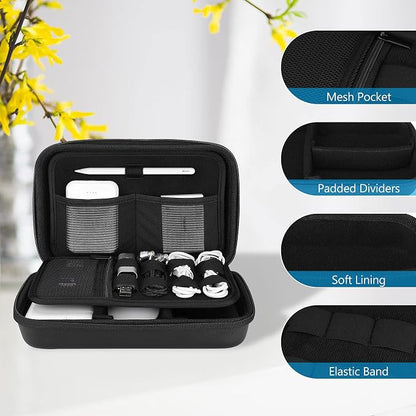 ProCase Hard Travel Electronic Organizer Case for MacBook Power Adapter Chargers Cables Power Bank Apple Magic Mouse Apple Pencil USB Flash Disk SD Card Small Portable Accessories Bag