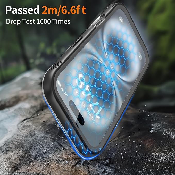 Cozycase for iPhone 16 Case Waterproof - 360 Heavy Duty with Screen/Camera Protector Shockproof IP68 Underwater Dustproof Water Dust Shock Proof Full Body/Front Back Case Black/Frosted Clear 6.1 inch
