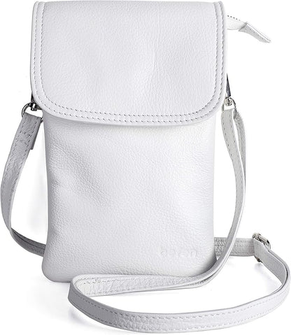 befen Genuine Leather Small Crossbody Bags for Women Cell Phone Bag Cross Body Purses,Silver Zipper