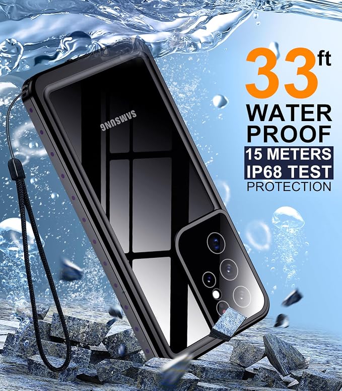 Temdan for Samsung Galaxy S21 Ultra Case Waterproof with Built-in Screen Protector 360 Full Body Underwater Case Shockproof Dustproof for Galaxy S21 Ultra Phone Case 5G 6.8 Inch Purple