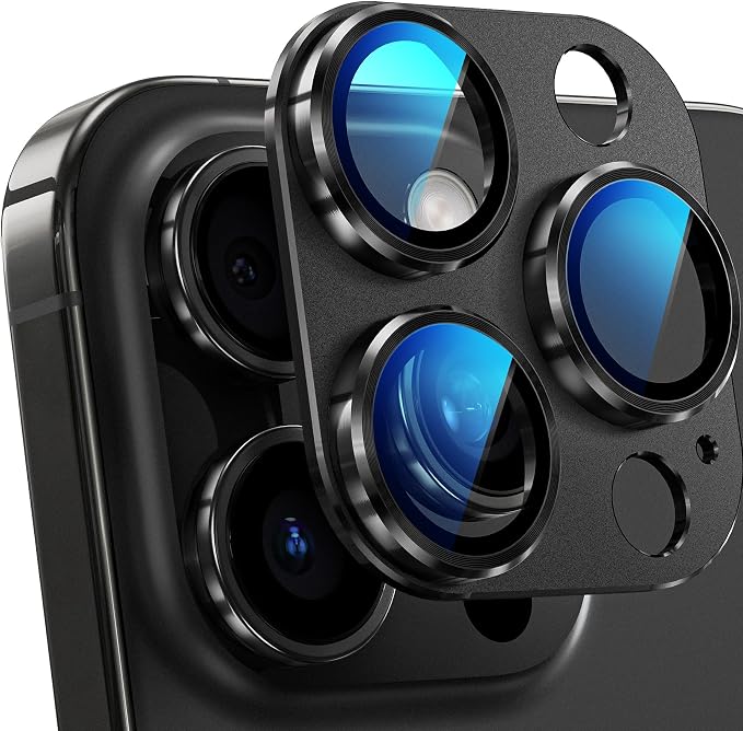 YWXTW for iPhone 16 Pro/iPhone 16 Pro Max Camera Lens Protector, [1:1 Perfect Fit] Matte Metal Anti Scratch Tempered Glass Camera Screen Protector Accessories, Case Friendly (Black Titanium)