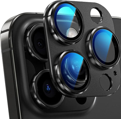 YWXTW for iPhone 16 Pro/iPhone 16 Pro Max Camera Lens Protector, [1:1 Perfect Fit] Matte Metal Anti Scratch Tempered Glass Camera Screen Protector Accessories, Case Friendly (Black Titanium)