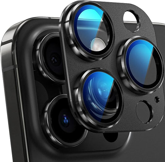 YWXTW for iPhone 16 Pro/iPhone 16 Pro Max Camera Lens Protector, [1:1 Perfect Fit] Matte Metal Anti Scratch Tempered Glass Camera Screen Protector Accessories, Case Friendly (Black Titanium)
