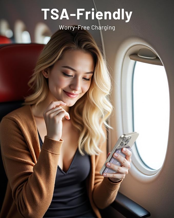 MagSafe Battery Pack 15W Fast Charging, Qi2 Certified Portable iPhone Charger, 0.39" Slim 5000mAh Magnetic Power Bank, PD20W USB C, Wireless Charger Only for iPhone 17/16/15/14/13/12 Series