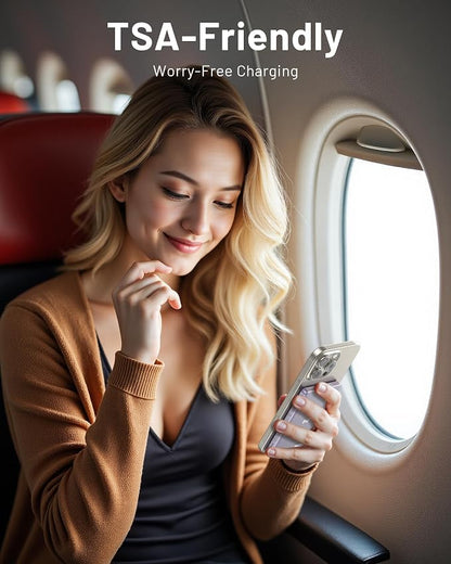 MagSafe Battery Pack 15W Fast Charging, Qi2 Certified Portable iPhone Charger, 0.39" Slim 5000mAh Magnetic Power Bank, PD20W USB C, Wireless Charger Only for iPhone 17/16/15/14/13/12 Series