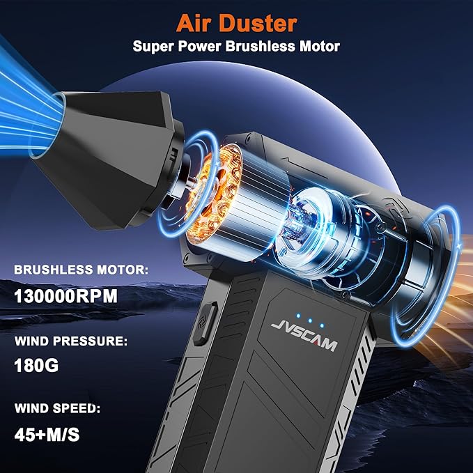 X3 Compressed Air Duster - Electric Air Duster with Brushless Motor,3 Gear Adjustable - mini Snow Blower- Rechargeable Air Duster for PC, Keyboard, Car,Outdoors,Home,Snow and Leaves Clearing