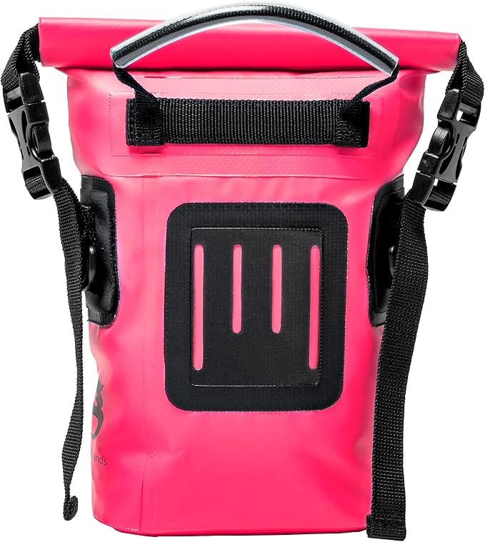 geckobrands Waterproof Phone Tote with 2L Dry Bag and Adjustable Strap – Protect Your Phone and Valuables While on The Go Neon Pink