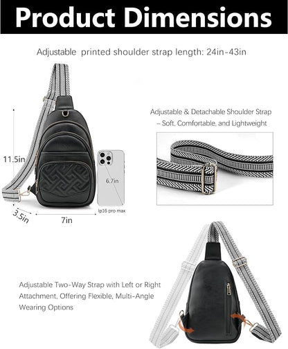 Anti Theft Crossbody Bags for Women, RFID Vegan Leather Sling Purse for Travel, Chest Bag, Cross Body Purses & Fanny Packs(Black) | Multi-Pocket, 8 RFID Card Slots, Structured bag, Quilted Design