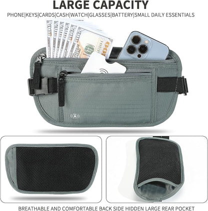 Money Belt for Travel Hidden Travel Pouch Women Men Hidden Rfid Passport Holder for Travel (Dark Green)