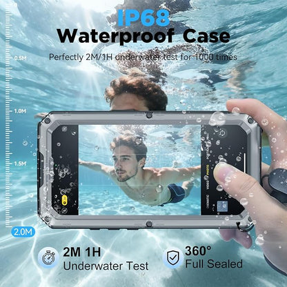 Beasyjoy for iPhone 17 Case Waterproof, Heavy Duty Metal Full Body Protection, Built-in Screen Protector, Military Grade Shockproof Dustproof Rugged Cover for iPhone 17 6.3 inch, Silver