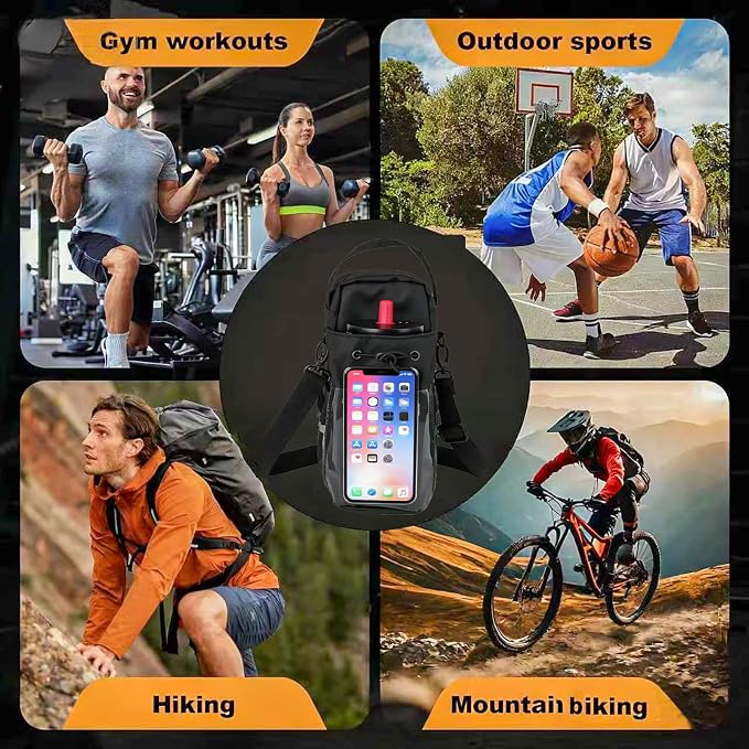 Magnetic Gym Bag for Men & Women – Strong Magnetic Water Bottle Holder & Touch-Screen Phone Pocket | Adjustable Strap Sling Bag for Gym, Travel, Sports | Keep Items Secure & Off Dirty Floors