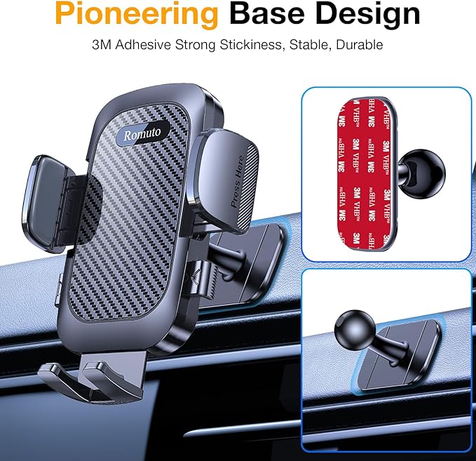 Romuto Phone Holders for Your Car Phone Holder Mount【Super Suction】Cell Phone Mount for Car Accessories for Women Men Windshield/Vent/Dash Truck Stand Desk Mount Clamp Holder for iPhone Samsung Camera