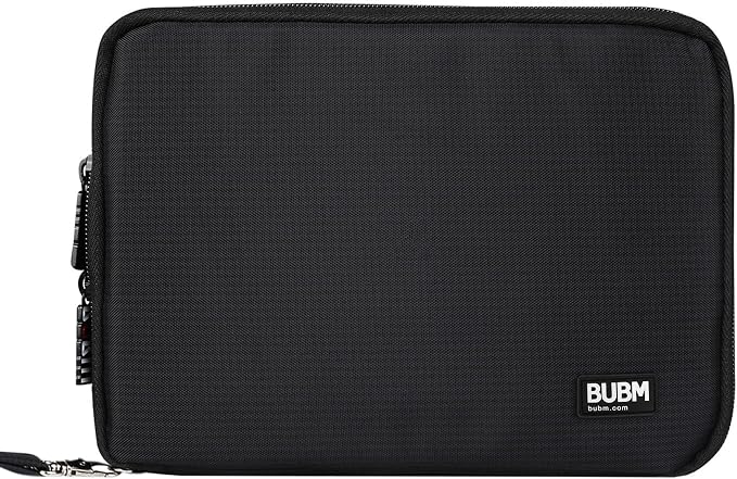 BUBM Double Layer Electronics Organizer/Travel Gadget Bag For Cables,Memory Cards,Flash Hard Drive and More,Fit For iPad Or Tablet(Up To 9.7")--Large, Black | Travel Gadget Bag For Cables, Memory Cards, Flash Hard Drive and More, Fit For iPad or Tablet...