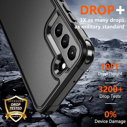 SPIDERCASE Designed for Samsung Galaxy S22 Case, [10 FT Military Grade Drop Protection], 2 Pack [Tempered Glass Screen Protector+Camera Lens Protector] Heavy Duty Shockproof Case, Black