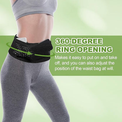 Slim Running Belt, Running Fanny Pack Phone Holder for Women Men Waist Bag Moisture Wicking Storage Belts Bag- Fitting for (Storage Phone-Travel- Sports- Hiking) Black & S