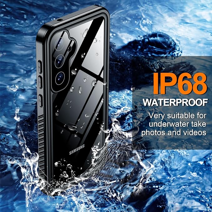 Hualele Galaxy S23 FE 5G Case Waterproof, Built in Lens & Screen Protector Rugged Full Body Heavy Duty Protective Shockproof IP68 Underwater Case for Samsung Galaxy S23 FE 5G Black