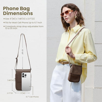 befen Genuine Leather Small Crossbody Bags for Women, Cell Phone Cross body Purse Bag with RFID Blocking Card Slots