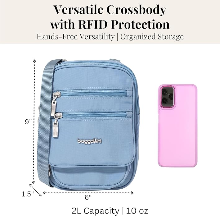 Baggallini Journey Crossbody Bags for Women 9x6 Small Lightweight Travel Handbag W/RFID