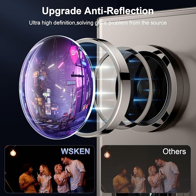 WSKEN for Samsung Galaxy S24 Ultra Camera Lens Protector, Ultra Thin Scratch Resistant 9H Tempered Glass with Aluminum Metal Circle Camera Screen Protector Cover Accessories, Gray