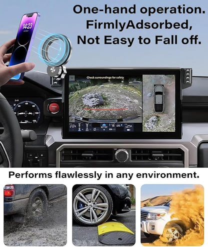 Car Phone Holder for 2024 2025 2026 Toyota Tacoma/2025 Toyota 4Runner Accessories Apply to 14 Inch Touch Screen Fixed Clip MagSafe Passenger Cell Phone Mount Handsfree 360° Rotation