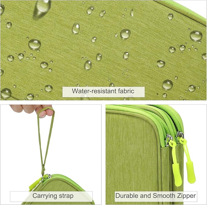 FYY Electronic Organizer, Travel Cable Organizer Bag Pouch Electronic Accessories Carry Case Portable Waterproof Double Layers Storage Bag for Cable, Cord, Charger, Phone, Earphone, Medium Size Green