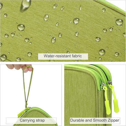 FYY Electronic Organizer, Travel Cable Organizer Bag Pouch Electronic Accessories Carry Case Portable Waterproof Double Layers Storage Bag for Cable, Cord, Charger, Phone, Earphone, Medium Size Green