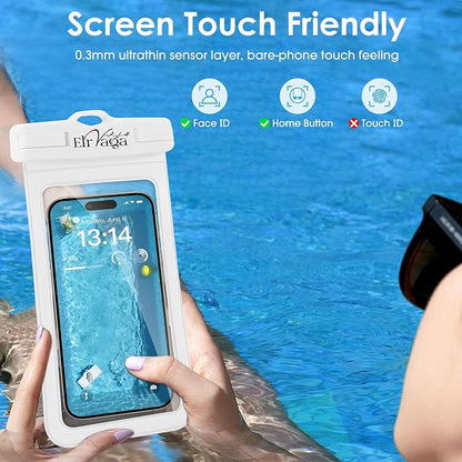 2 Pack IPX8 Waterproof Phone Pouch for iPhone 16/15/14/13 Pro Max Plus (7.2 Inch) - Swimming, Diving, Snorkeling, Snowproof - Touchscreen Friendly Underwater Photography Dry Bag (Black&White)