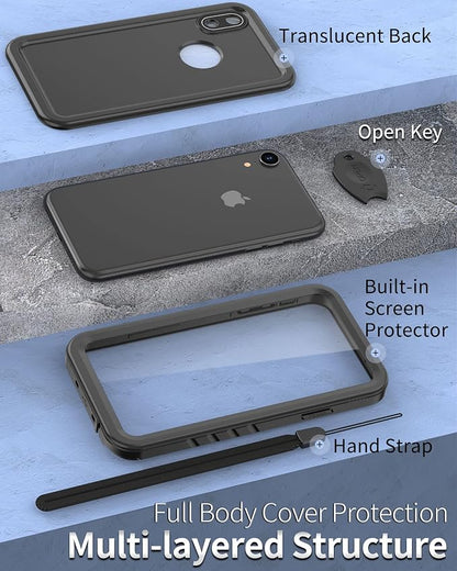 SPORTLINK for iPhone XR Waterproof Phone Case, Built in Shockproof Dustproof Screen Protector, Full Body Military Rugged Cover Protective, Heavy Duty, Dropproof IP68 Underwater for iPhone XR 6.1 Black