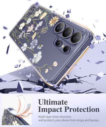 GVIEWIN for Samsung Galaxy S26 Ultra Case, Clear Floral Slim Shockproof Protective Women Phone Case, Non-Yellowing, with Screen Protector & Camera Lens Protector for S26 Ultra 6.9", Vibrant Spring