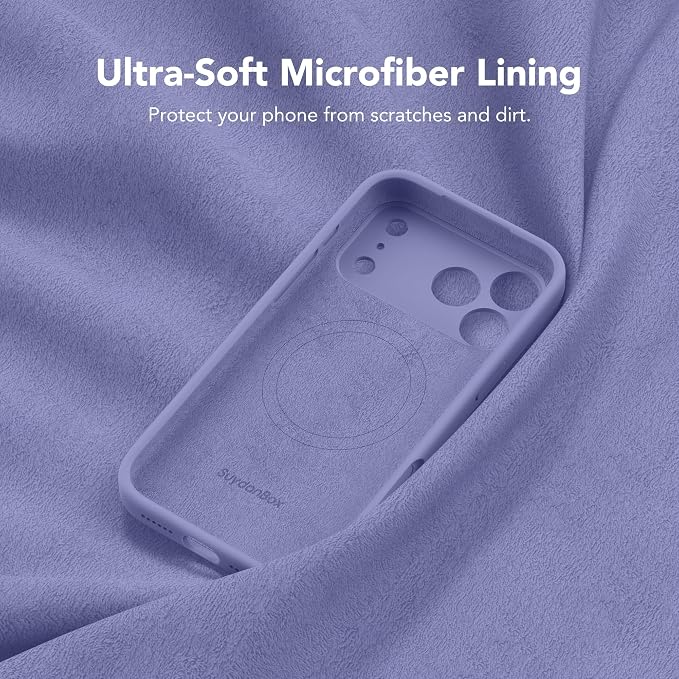 Magnetic for iPhone 17 Pro Case, Compatible with MagSafe, [Full Camera Protection][Screen Protector] Silicone Shockproof Protective Phone Case for iPhone 17 Pro 6.3", Lavender Gray