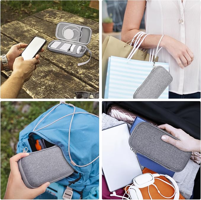 Case Compatible with Apple MagSafe Battery Pack, for MagSafe Magnetic Power Bank for iPhone 15/14/13, Extra Mesh Pocket Fits Power Adapter(Case Only,Gray)