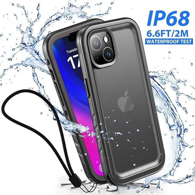 SPORTLINK for iPhone 15 Plus Case - IP68 Waterproof Military Protective Full Body Heavy Duty Shockproof 360 Sealed Dustproof with Camera Screen Protector Cover for i Phone 15 Plus 6.7" Black