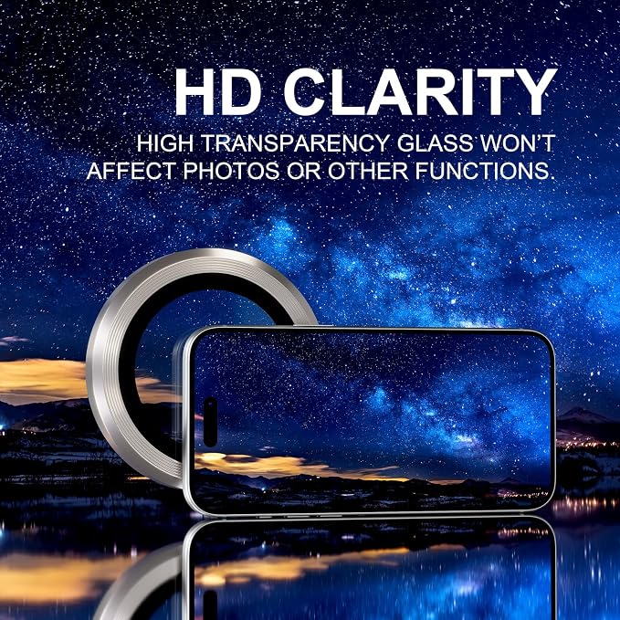 Choiche Compatible for iPhone 17 Pro/iPhone 17 Pro Max Camera Lens Protector, 9H Tempered Glass Camera Cover Screen Protector Metal Ring Decoration Accessories (Titanium Natural)