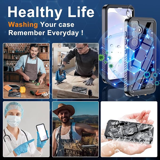 Hualele Galaxy S25 Case Waterproof, Built in Lens & Screen Protector Rugged Full Body Heavy Duty Protective Shockproof IP68 Underwater Case for Samsung Galaxy S25 Black/Clear