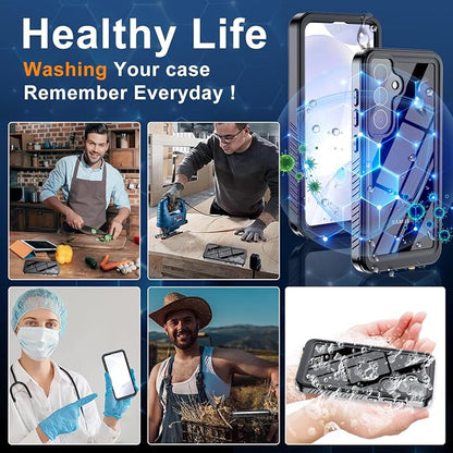 Hualele Galaxy S25 Case Waterproof, Built in Lens & Screen Protector Rugged Full Body Heavy Duty Protective Shockproof IP68 Underwater Case for Samsung Galaxy S25 Black/Clear