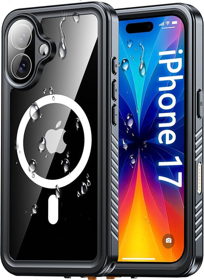 Oterkin Waterproof Case for iPhone 17 Case Compatible with MagSafe, Full Body Rugged iPhone 17 Phone Case with Built-in HD Screen & Lens Protector [15FT Military] iPhone 17 6.3'' 2025 Case (Black)