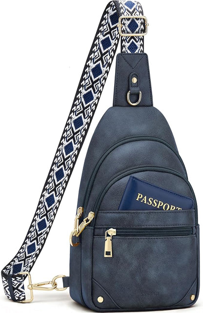 SYTRAH Anti Theft Crossbody Bags for Women, RFID Sling Bag Travel Purse, RFID Cross Body Purses Chest Bag for Travel Navy Blue